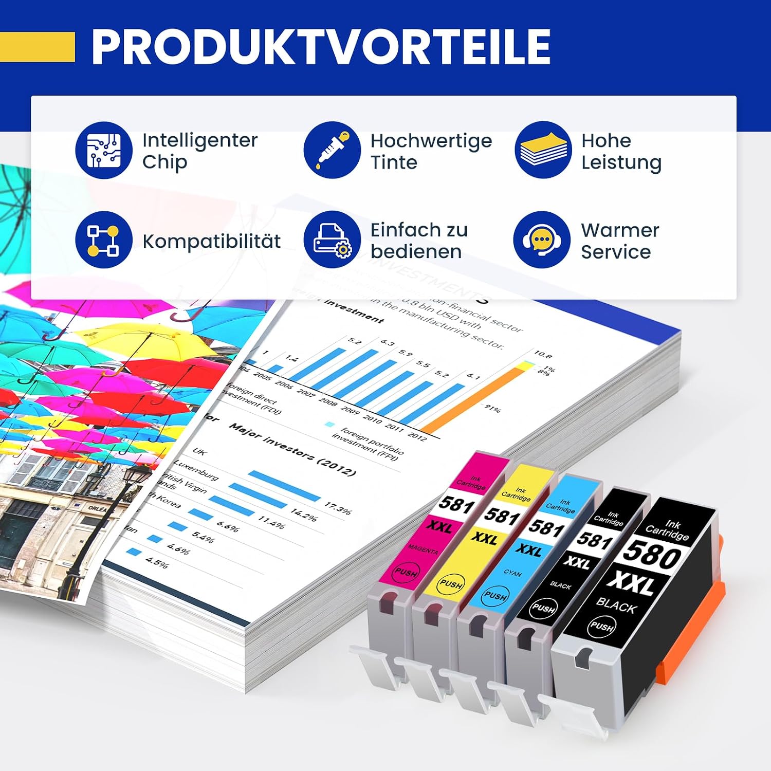 Detalle 2 de PGI-580 CLI-581 XXL 10er-Pack kompatible Druckerpatronen