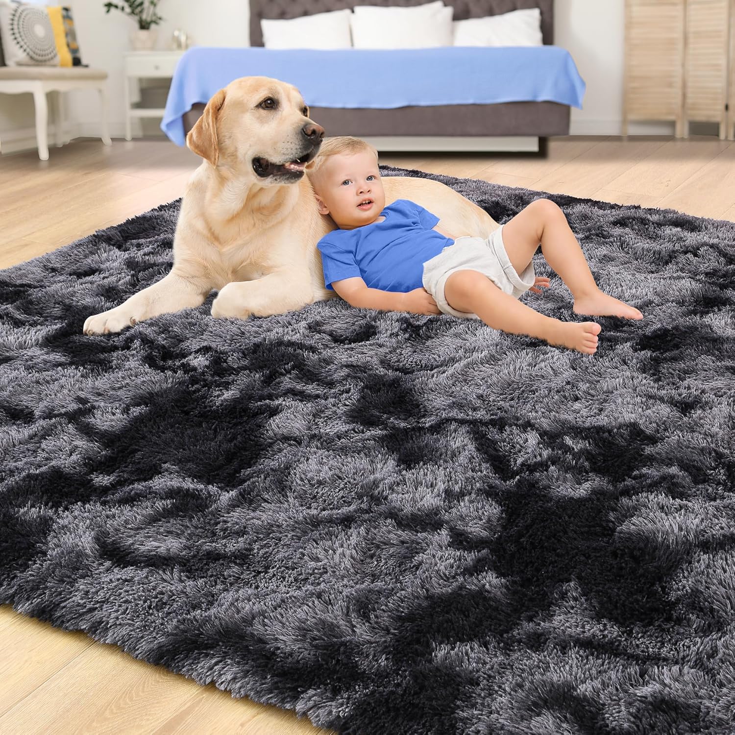 Detalle 2 de Tepook 9 x 12 ft plush area rug — gray