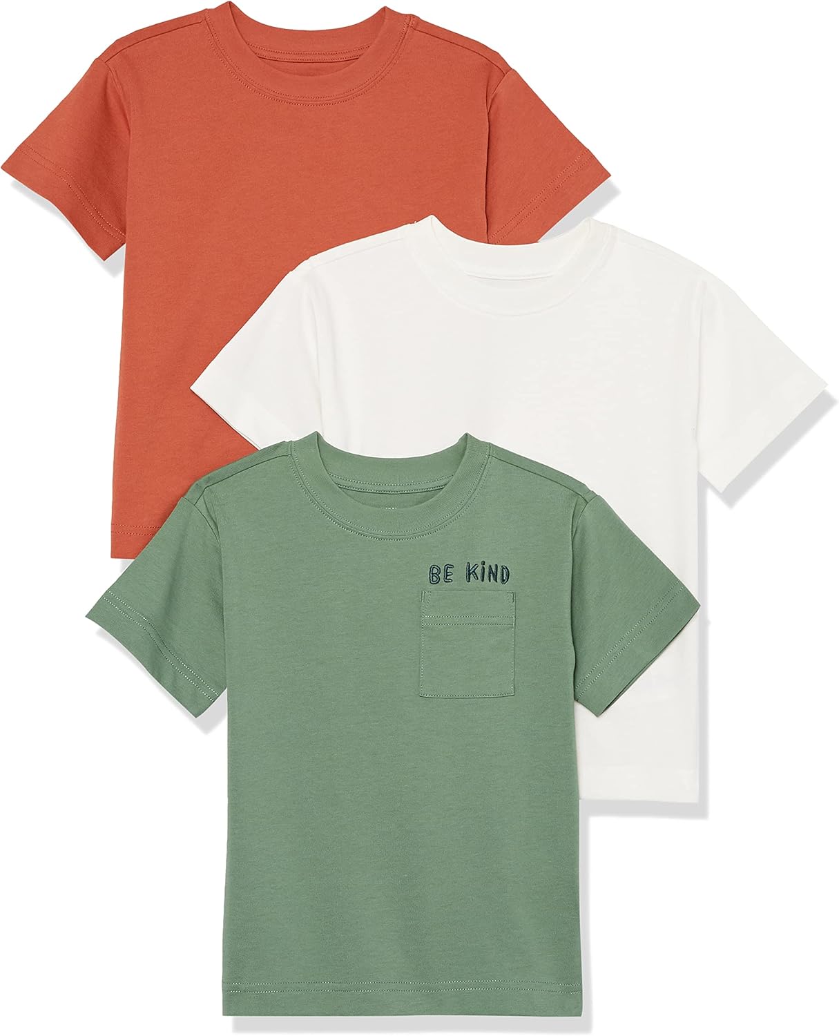 Detalle de Amazon Essentials T‑Shirt a Maniche Corte Stile Moderno Unisex Bambini e Ragazzi – Pacco da 3