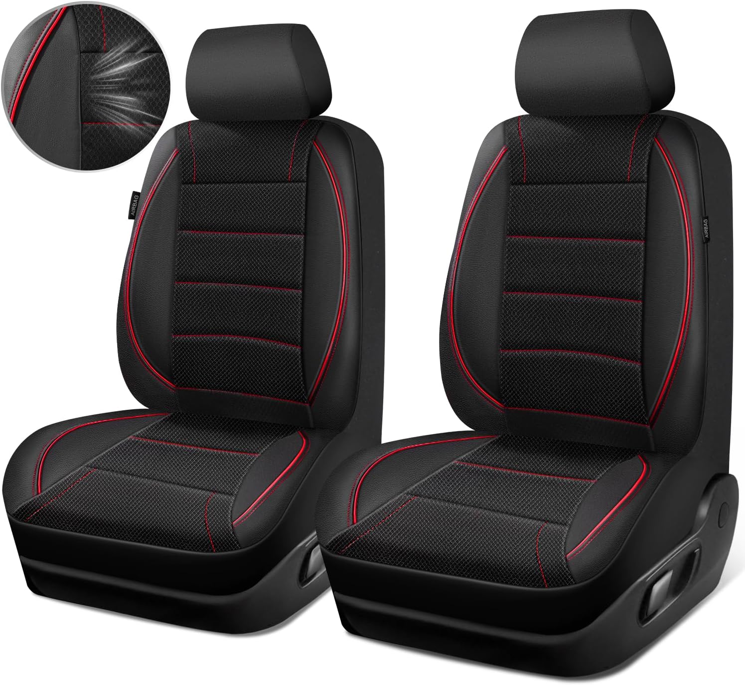 Thumbnail 3 de CAR PASS Air Mesh Leather Seat Covers 2-Pack