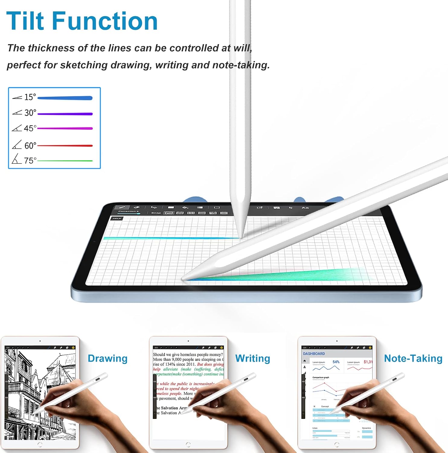 Thumbnail 3 de TQQ Pencil for iPad (2018–2026): Pixel-Perfect Precision with Tilt Sensitivity and Fast Charge