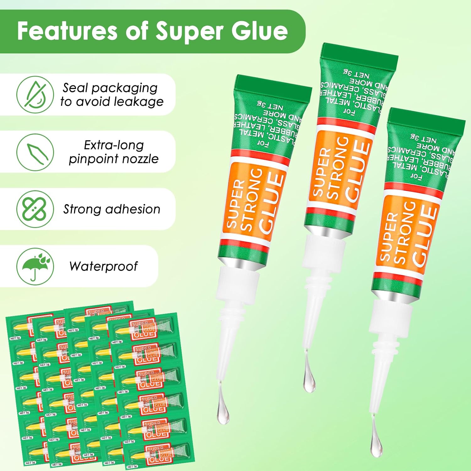 Detalle de Lucomb LB0073 Cyanoacrylate Super Glue, 30 x 3 g Single-Use Tubes