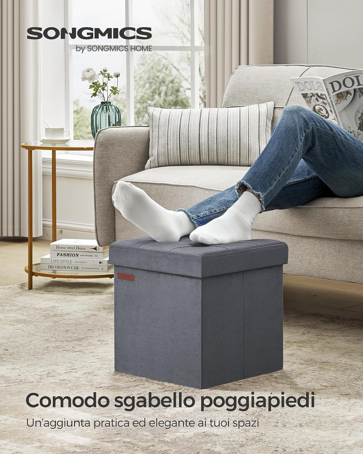 Detalle de SONGMICS Pouf Pieghevole 38 x 38 cm