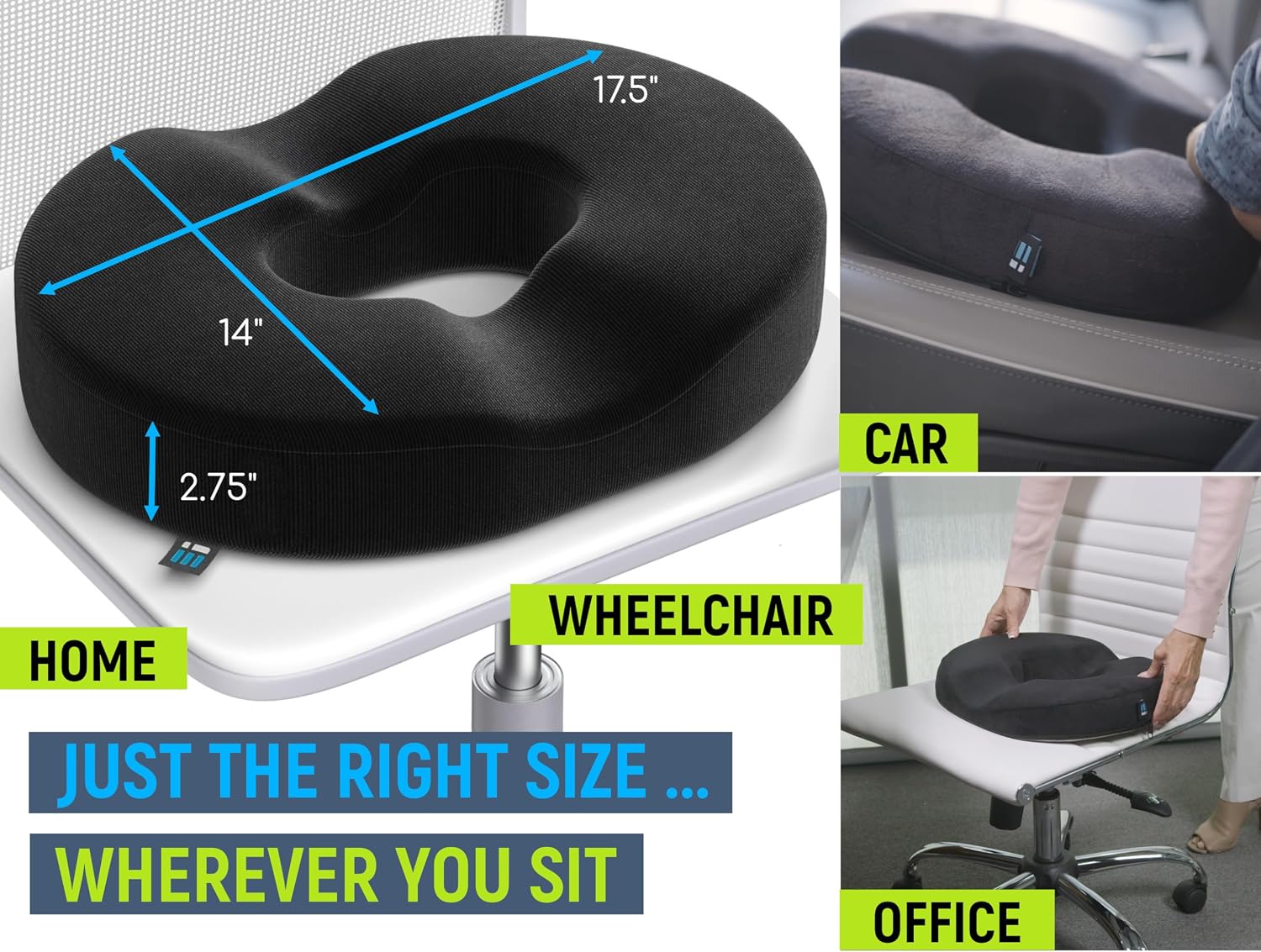 Thumbnail 4 de Ergonomic Innovations US-OrigDonut-M01 Donut Cushion, Memory Foam, Non-Slip Base