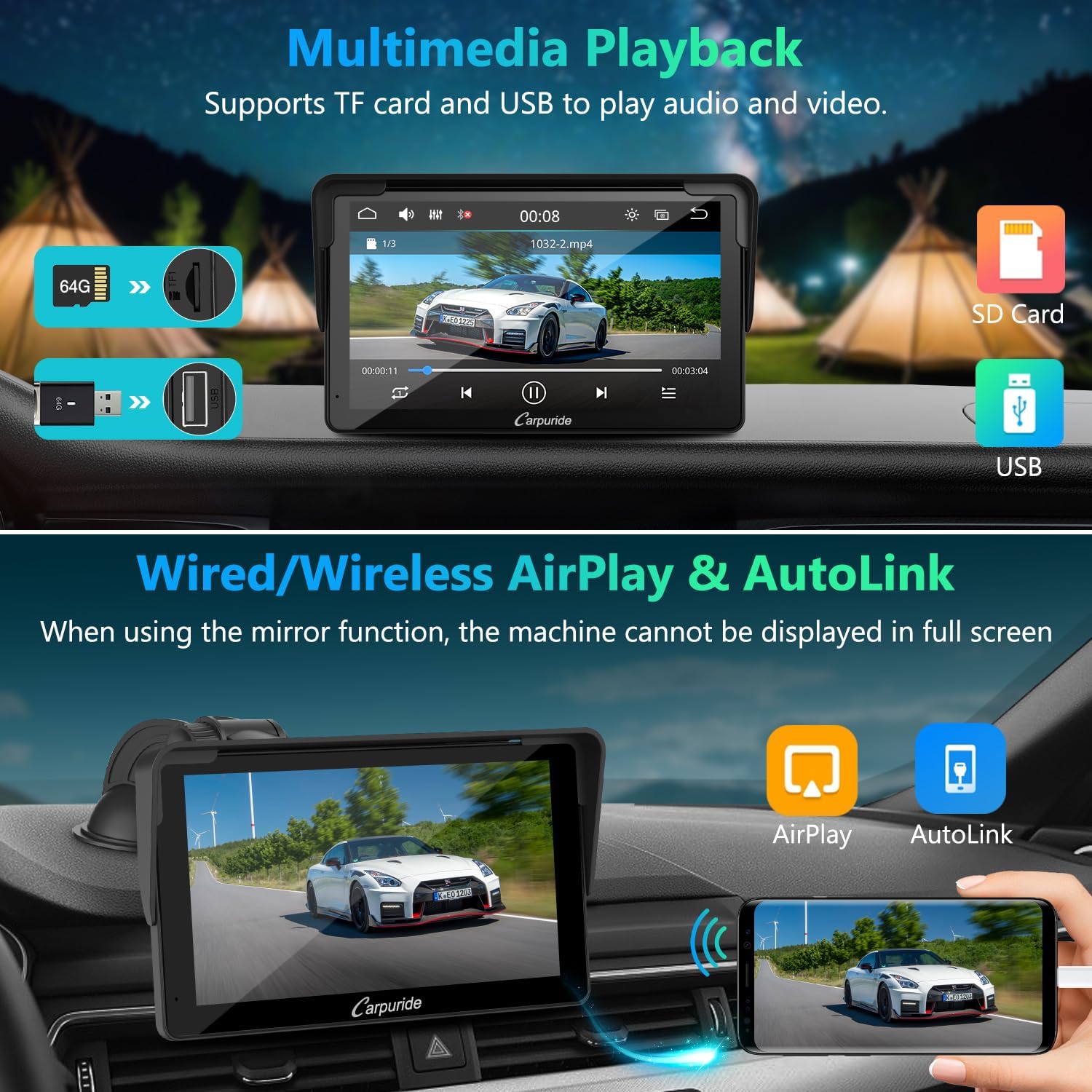 Thumbnail 4 de Carpuride Carplay Screen 7 Zoll Touchscreen