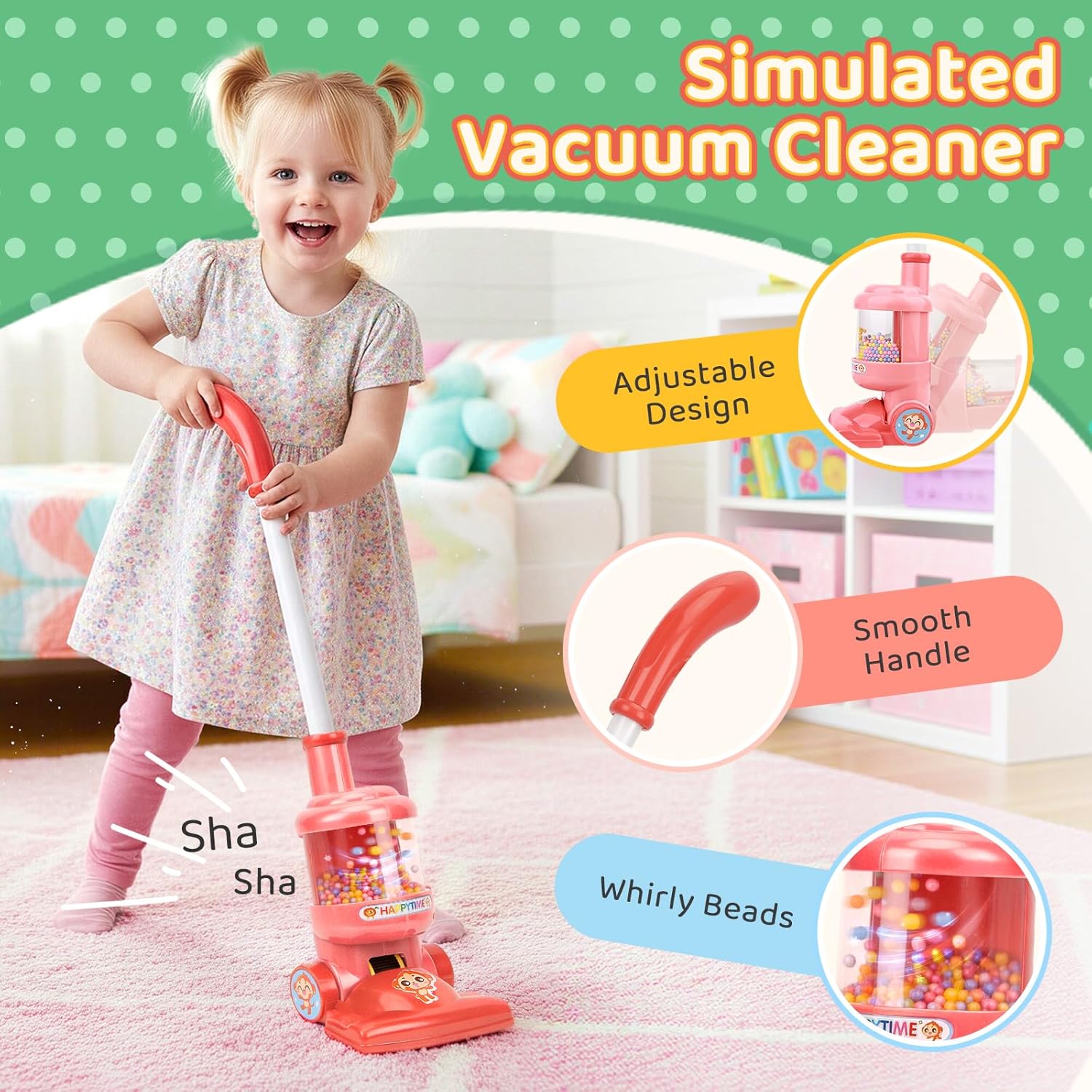 Thumbnail 1 de Meland Kids Cleaning Set (8-Piece) Toddler Broom and Toy Vacuum for Pretend Play