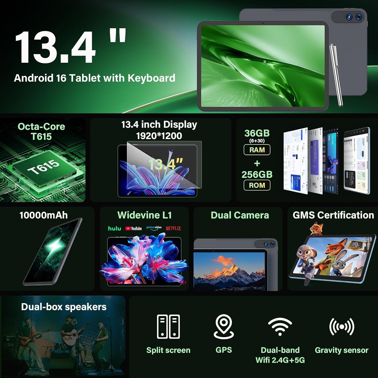 Detalle 2 de YLEEBG Android tablet, 13.4-inch