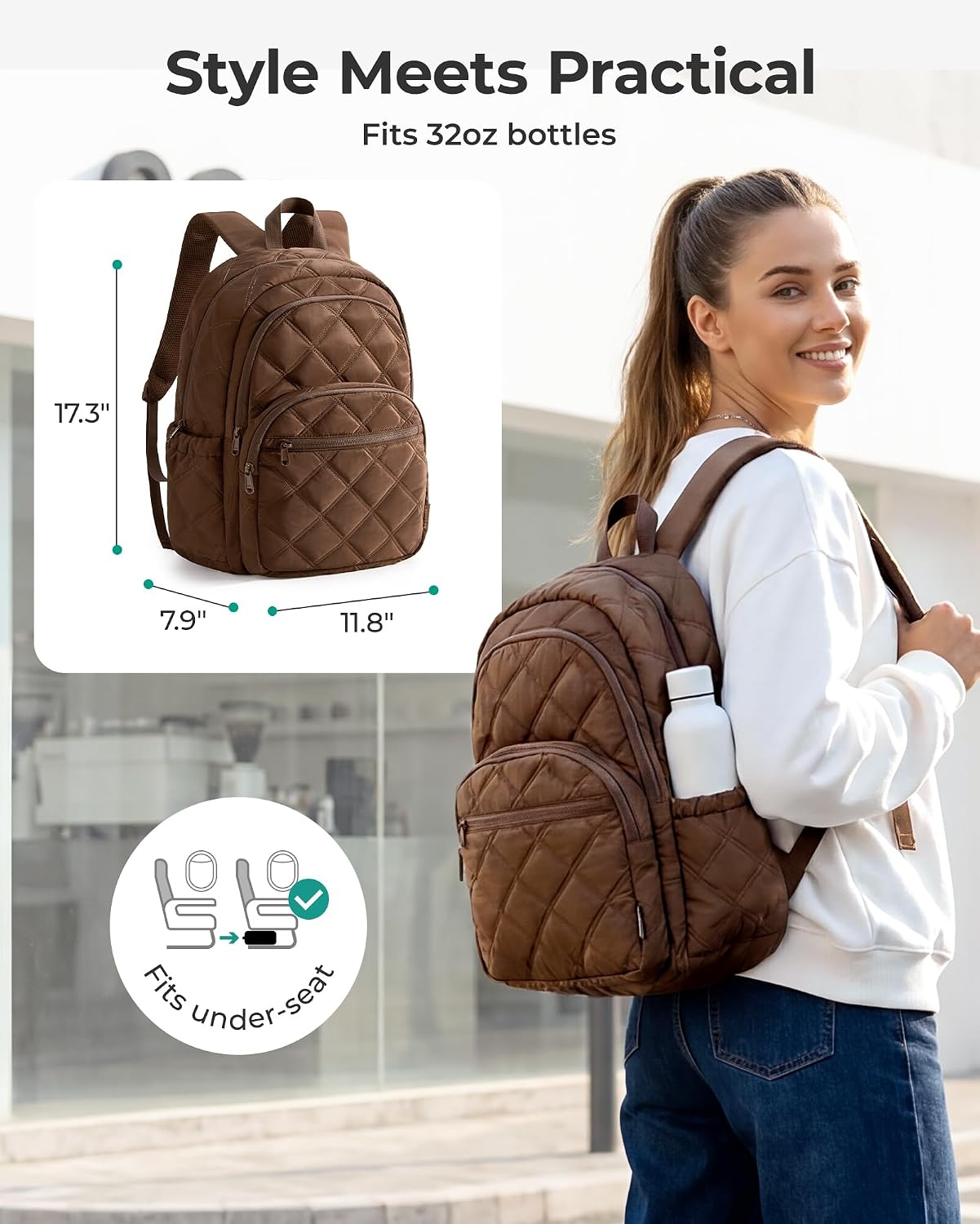Detalle 2 de BAGSMART Laptop Backpack with 15.6-Inch Laptop Sleeve