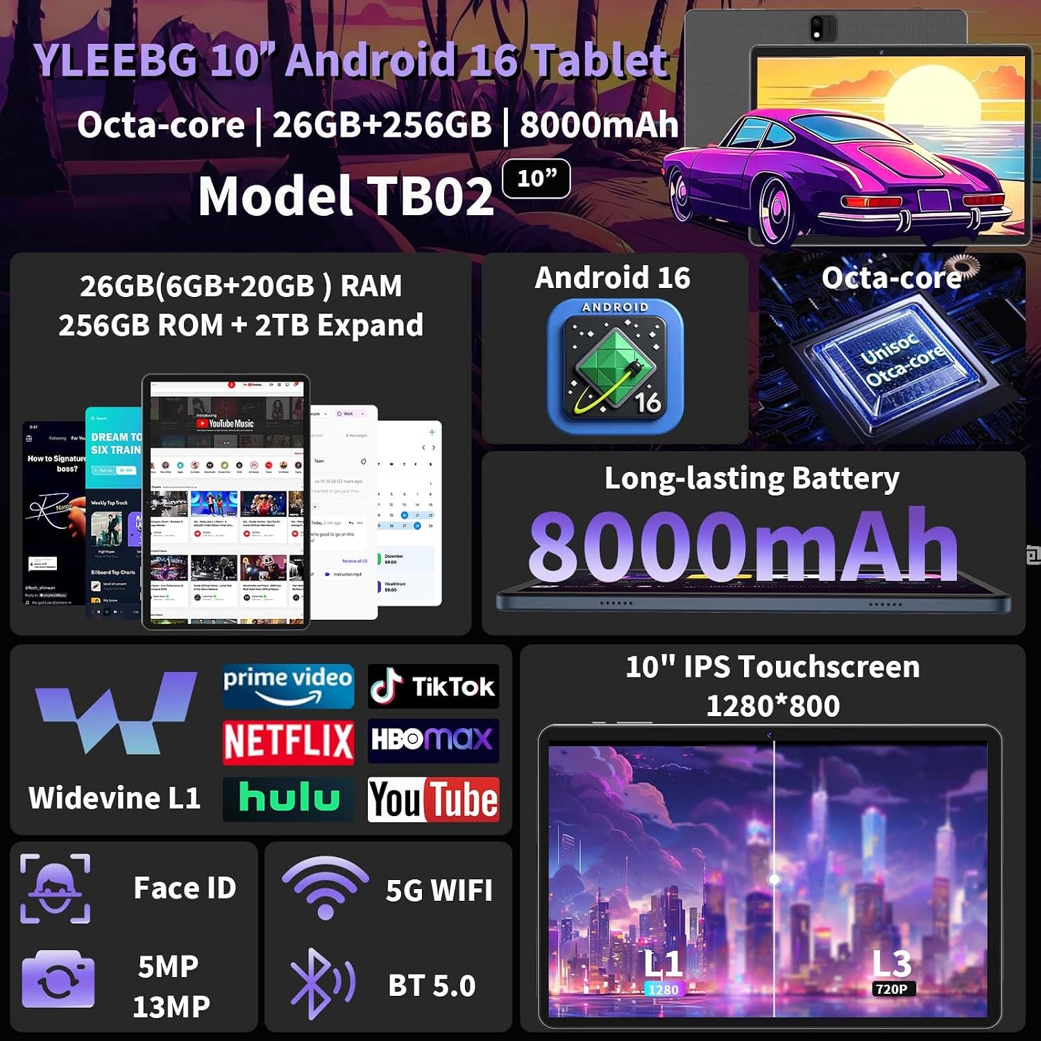 Detalle de YLEEBG Android tablet, 10-inch