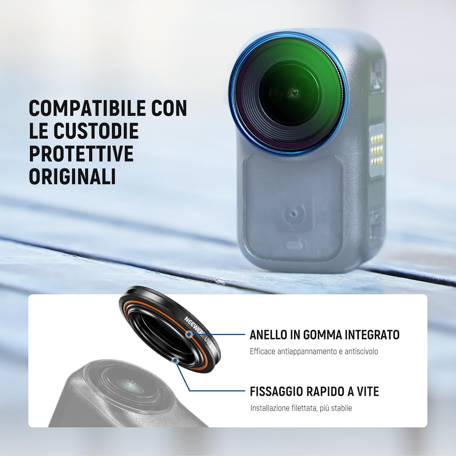 Thumbnail 5 de NEEWER Filtro UV per DJI Osmo Nano: vetro ottico multistrato avvitabile e protezione extra
