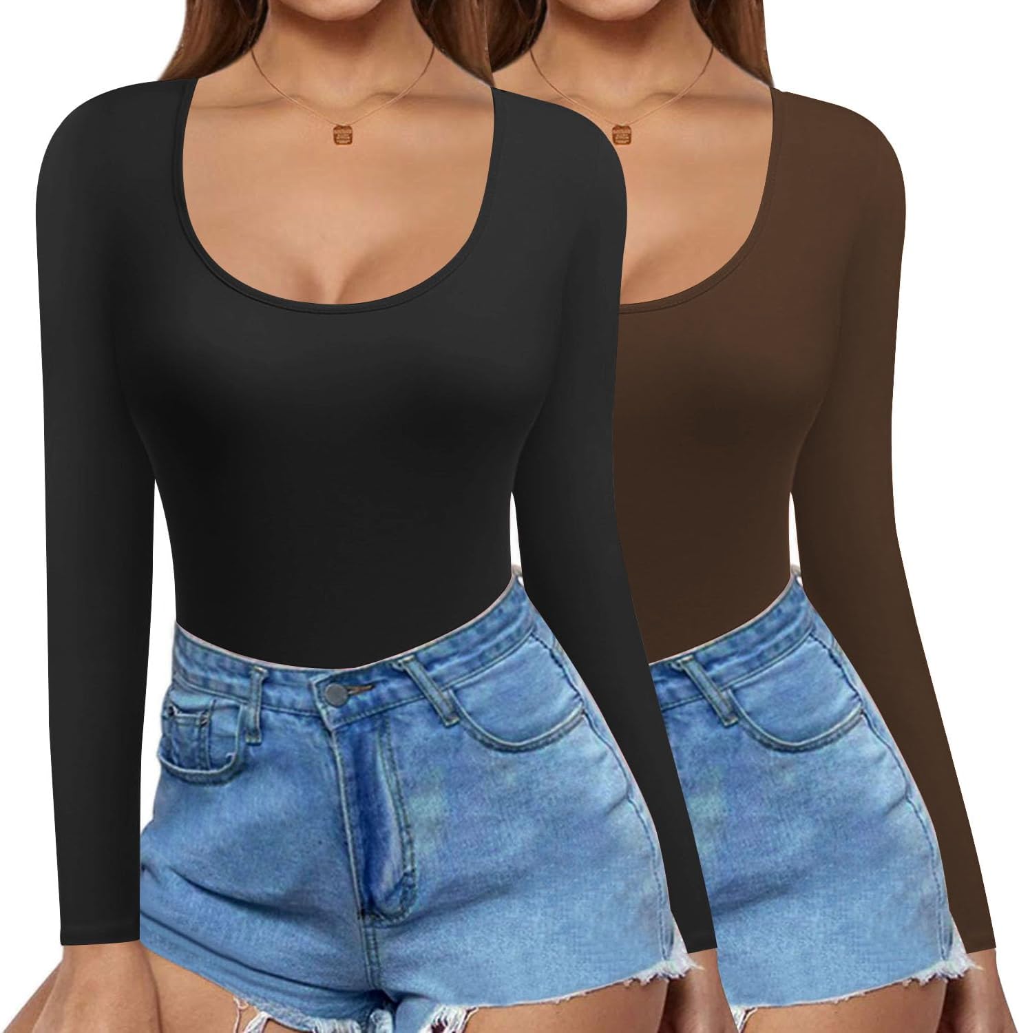 Thumbnail 6 de Ekouaer t-shirts thermiques femme à manches longues (lot de 2), col rond ajusté, S à XXL