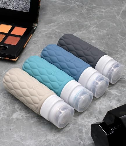 Detalle de Lericttor 100ml Silicone Travel Bottles for Toiletries (4 Pack) with Clear Zipper Bag