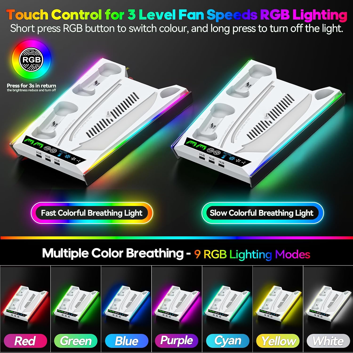 Thumbnail 6 de PS5/ Pro/Slim Stand for Disc & Digital Console: Cooling, Charging and Docking Station