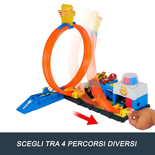 Detalle de Hot Wheels City Super Stazione di Polizia Playset con Auto 1:64 – Piste Modulari e Avventure velocistiche