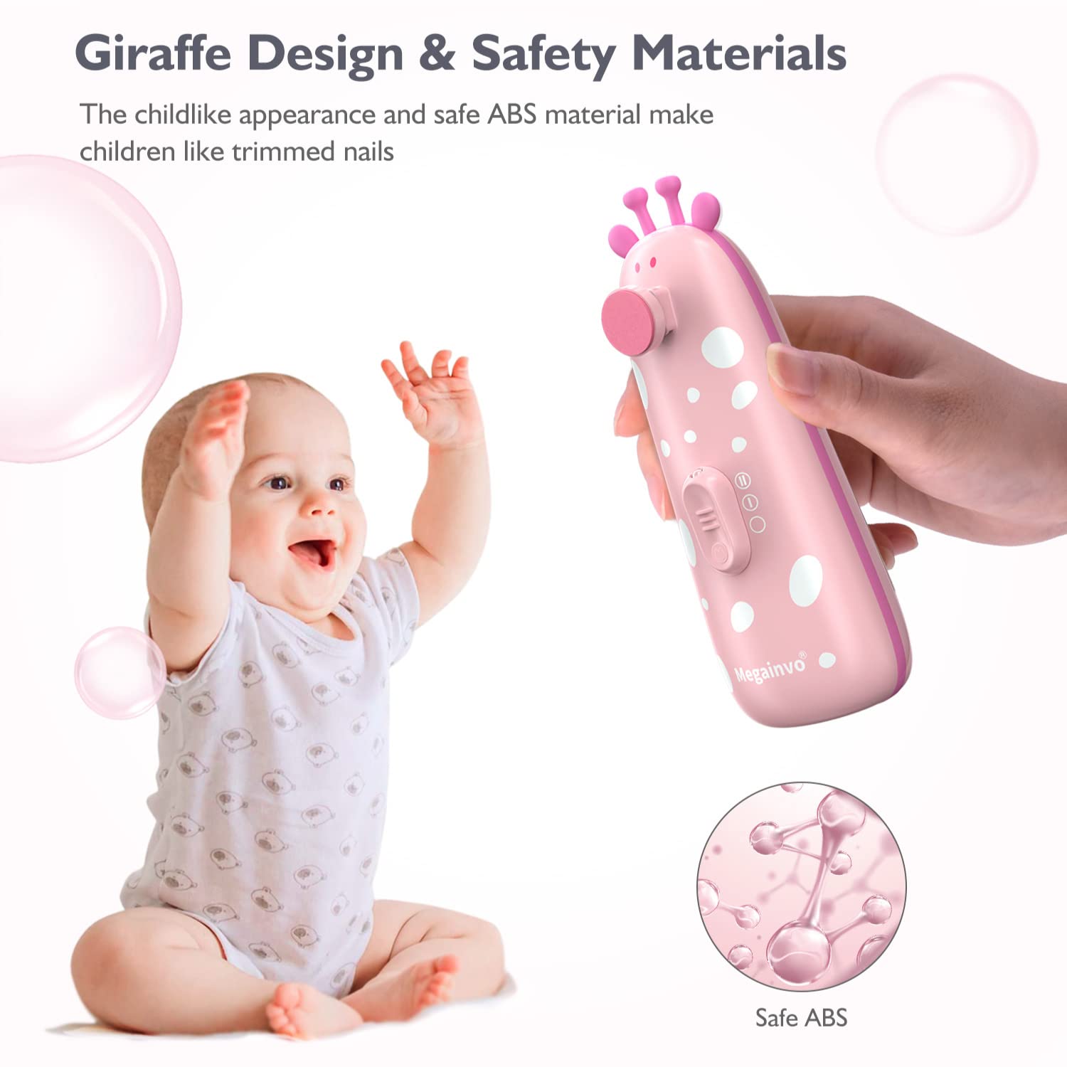 Thumbnail 4 de Elektrische Baby-Nagelfeile Megainvo – Baby-Nagelpflegeset mit Aufsätzen, Licht und Staubschutz (13-teilig)