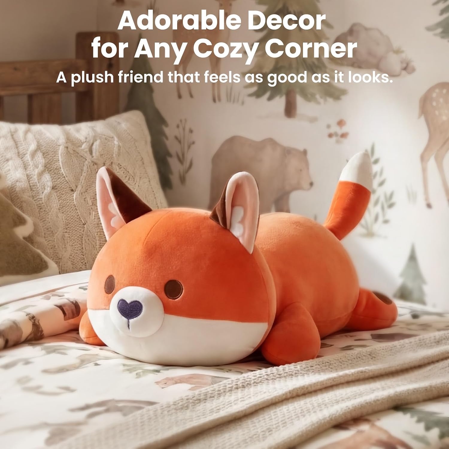 Thumbnail 6 de Mewaii Cute Fox Plush Pillow (13-inch) – kawaii red fox cuddly stuffed cushion for kids & girls