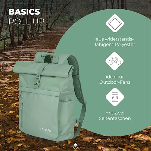 Detalle 2 de Travelite Rolltop Handgepäck Rucksack BASICS, 60 cm, 35 Liter – vielseitig, flexibel und robust
