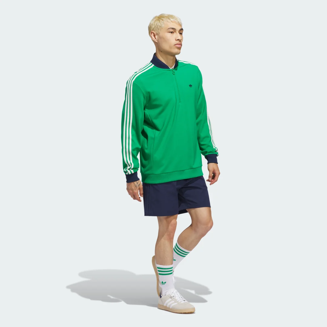 Detalle de Sudadera Originals 1/4 Zip 3 bandas de Adidas — Verde