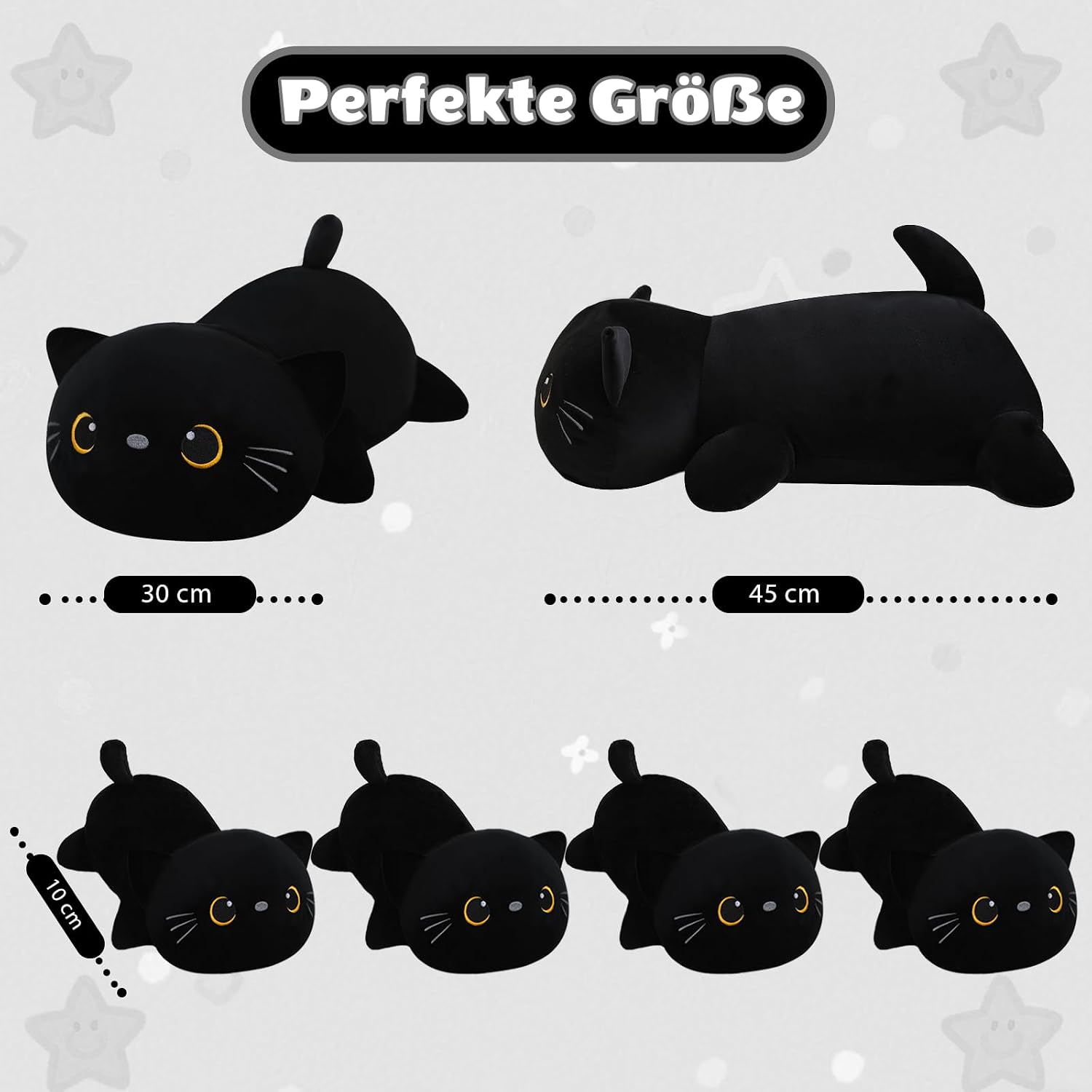 Thumbnail 3 de SQEQE Black Cat Plush – 5-in-1 giant cat pillow with removable 4 baby kittens