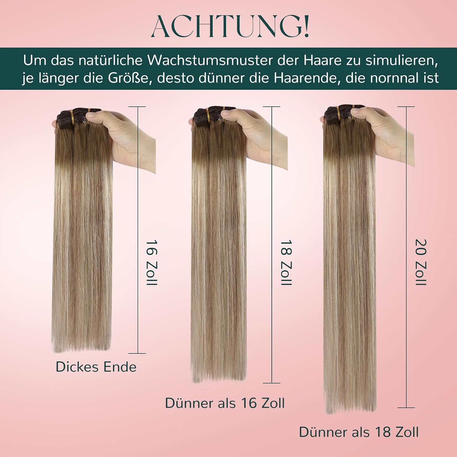 Thumbnail 6 de Easyouth Clip-in Extensions aus Remy-Menschenhaar (Balayage Blond, #3/8/22) – 7 Stk. bis 55 cm, 120 g