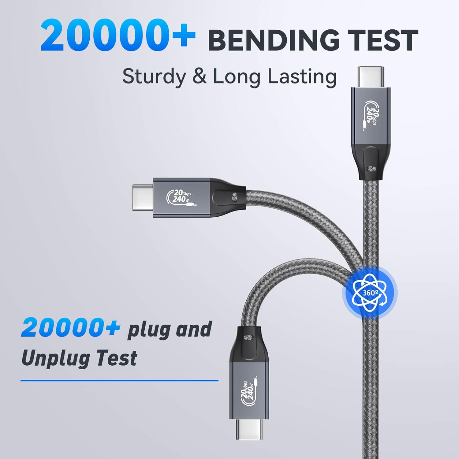 Thumbnail 6 de ULT-WIIQ USB-C to USB-C 3.3 ft Nylon Braided Cable (USB 3.2 Gen 2x2, 20Gbps, PD 3.1 up to 240W, video up to 8K@30Hz)