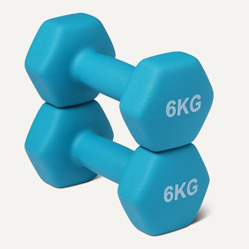 Detalle de Amazon Basics Mancuernas de Neopreno 6 kg (par) – conjunto resistente para casa