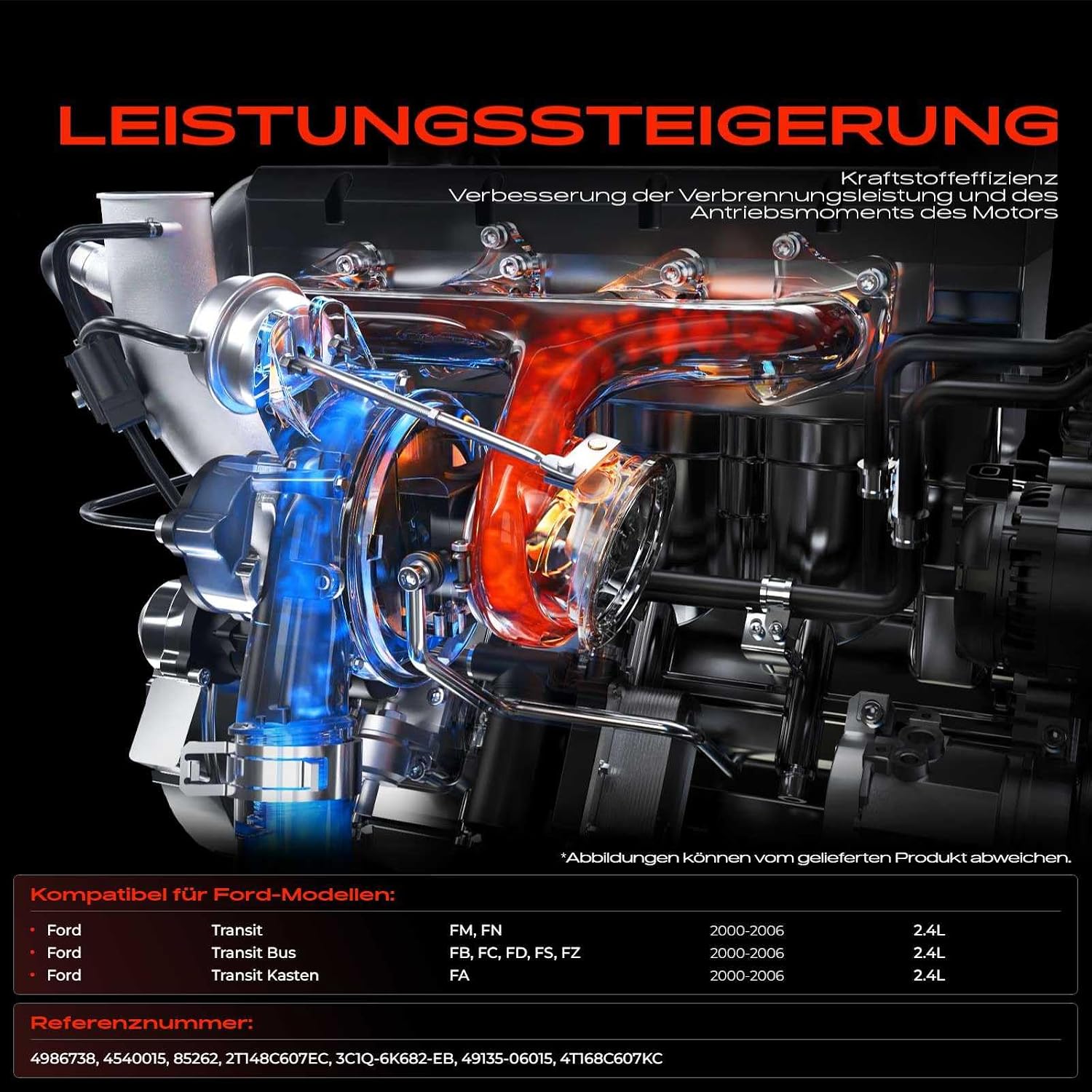 Detalle de Frankberg Abgasturbolader – kompatibel mit Transit Bus/FA/FM/FM FN 2000–2006