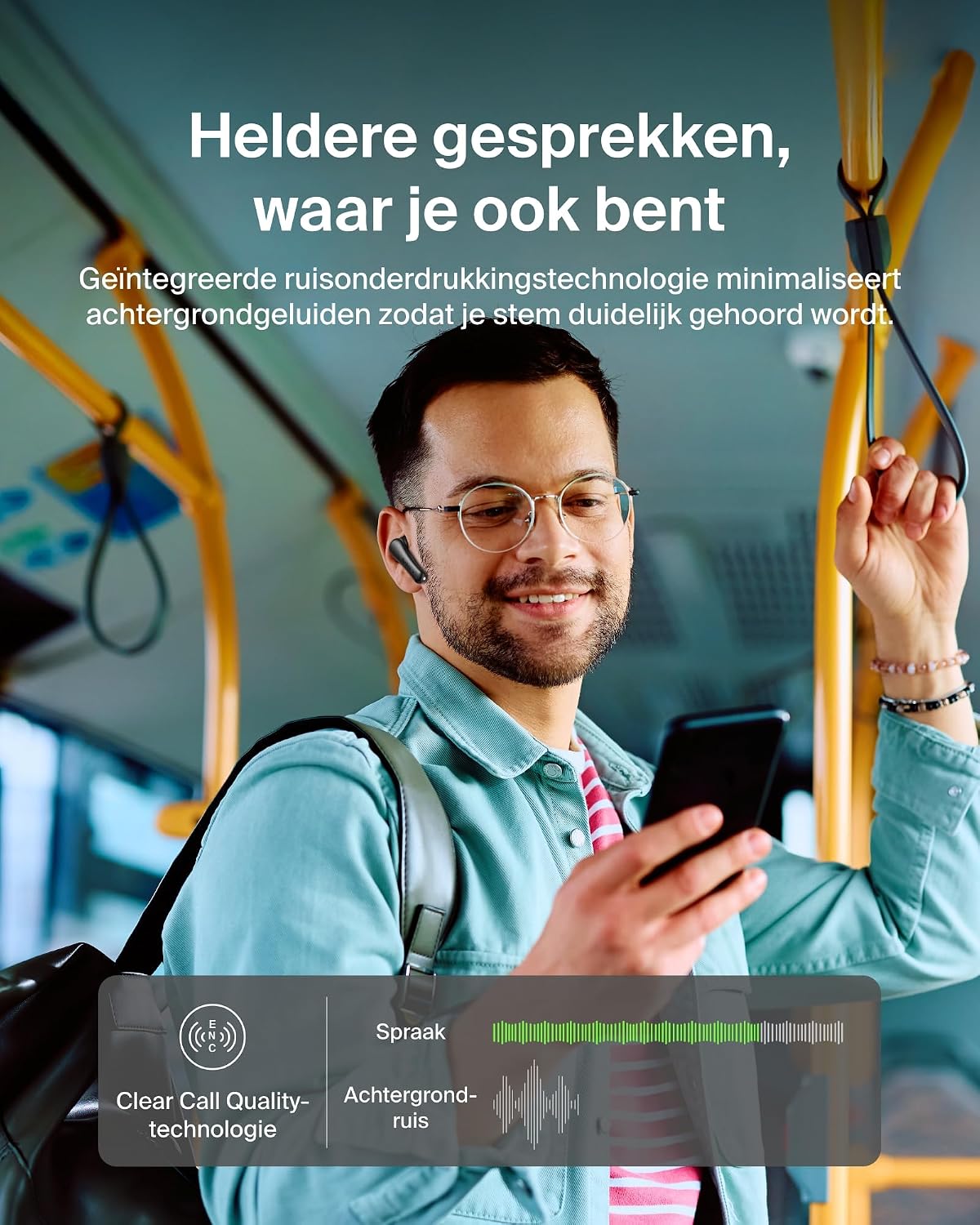 Detalle de Belkin SoundForm Rhythm draadloze oordopjes met ANC en multipoint