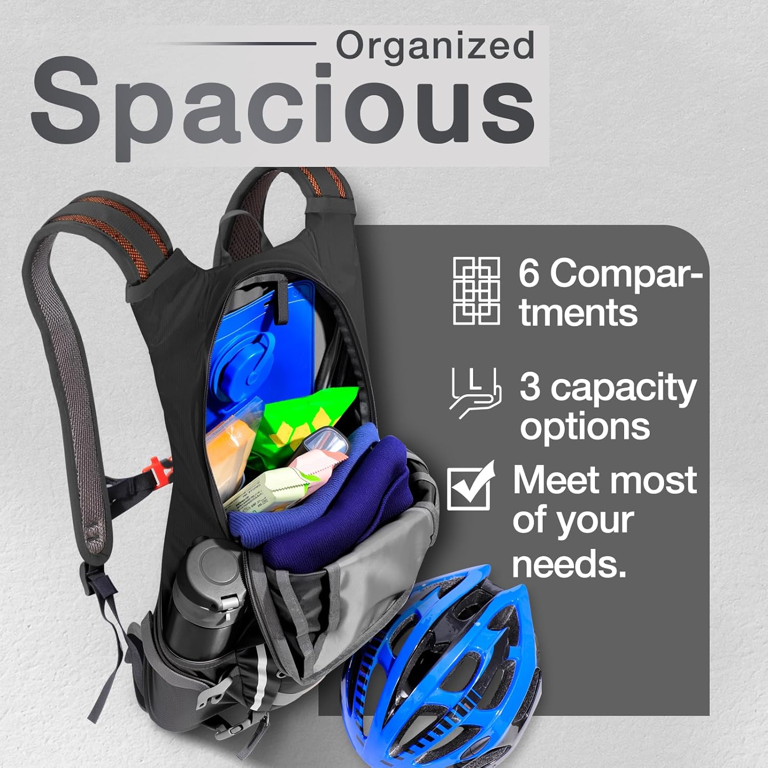 Thumbnail 4 de SPGOOD Sac À Dos Vélo 25L Gris-Noir