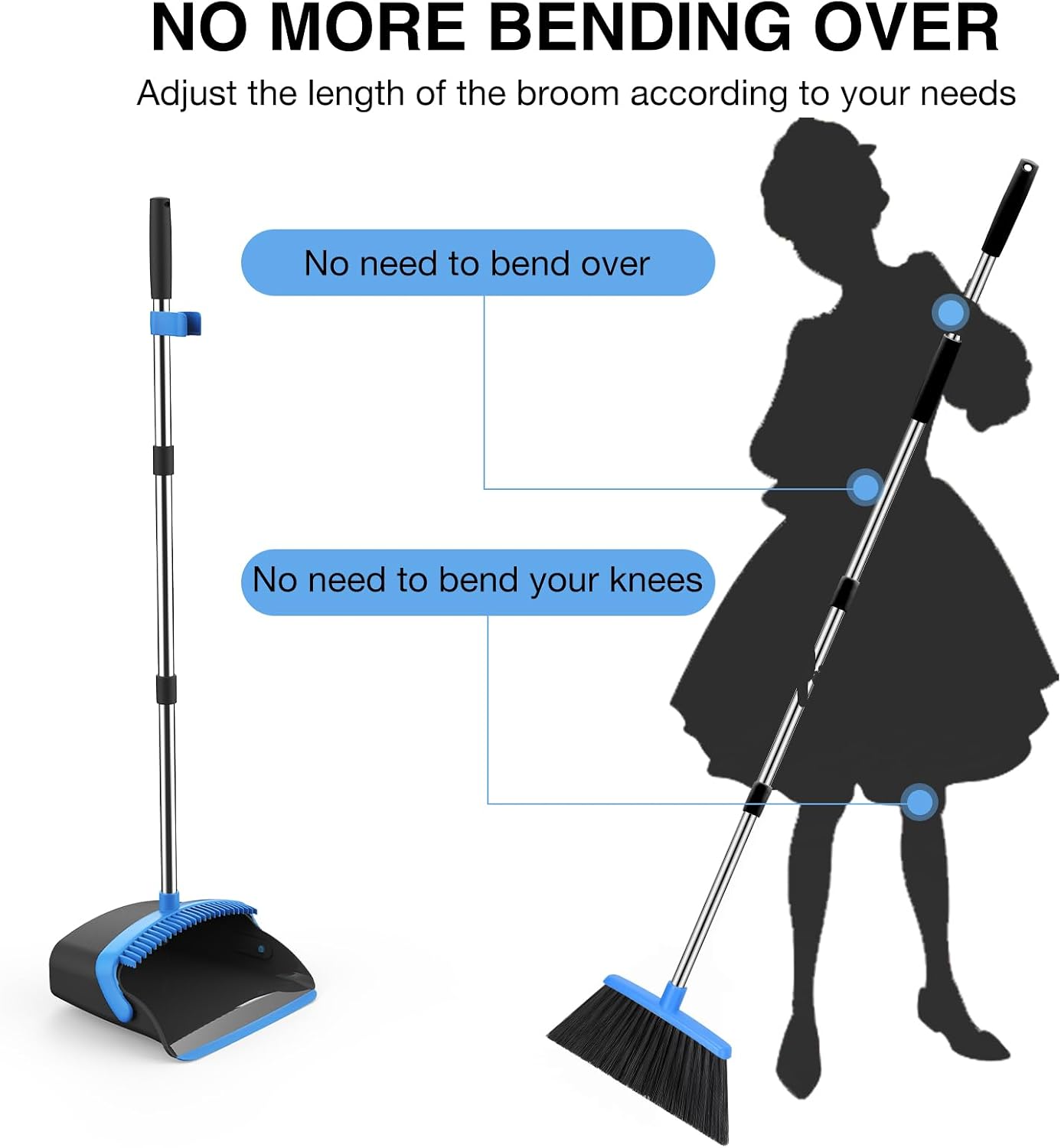 Detalle de NACENA Broom and Dustpan Set 52-In Handle