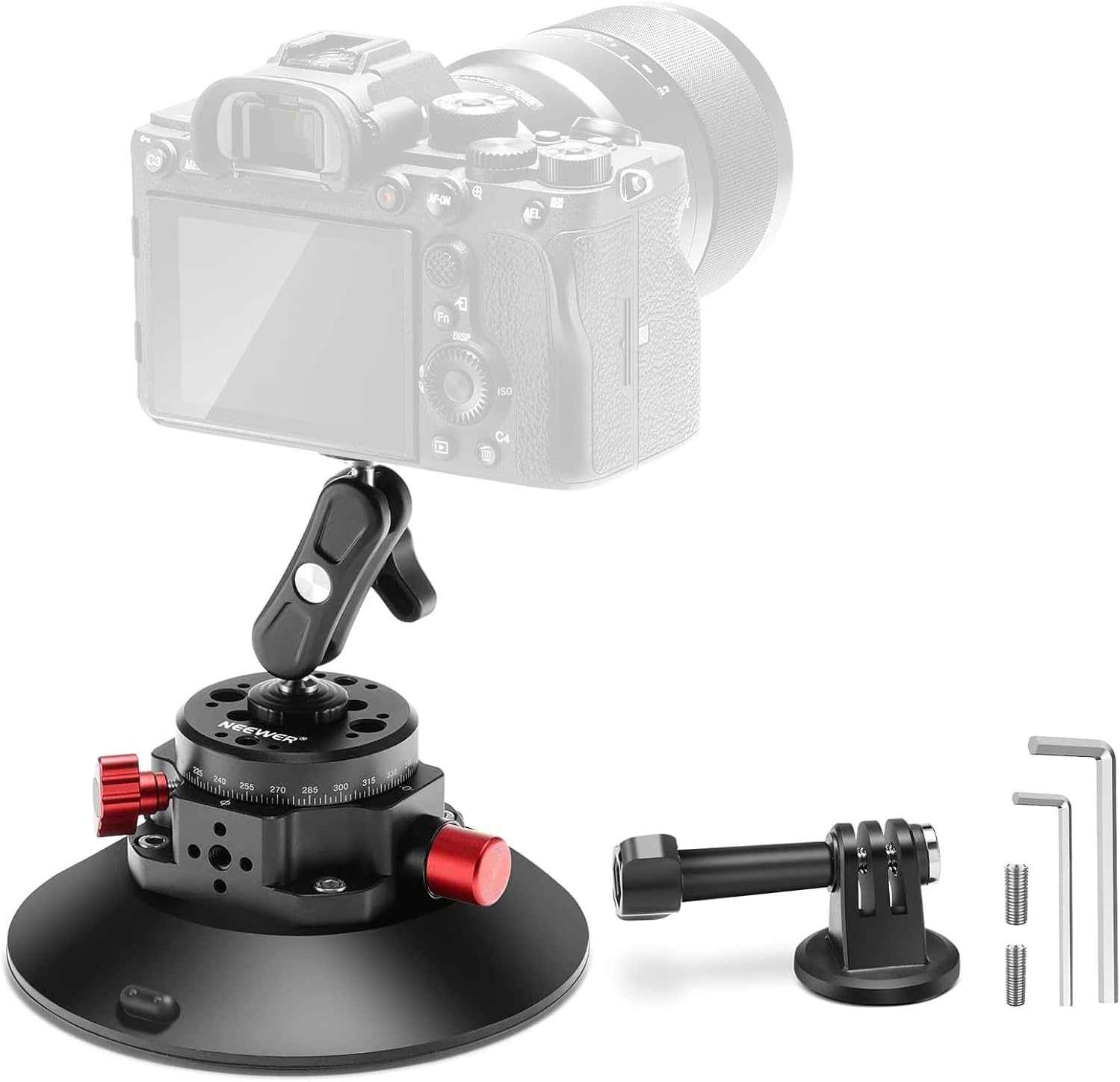 Detalle 2 de NEEWER 6" Suction Cup Camera Mount with Ball Head
