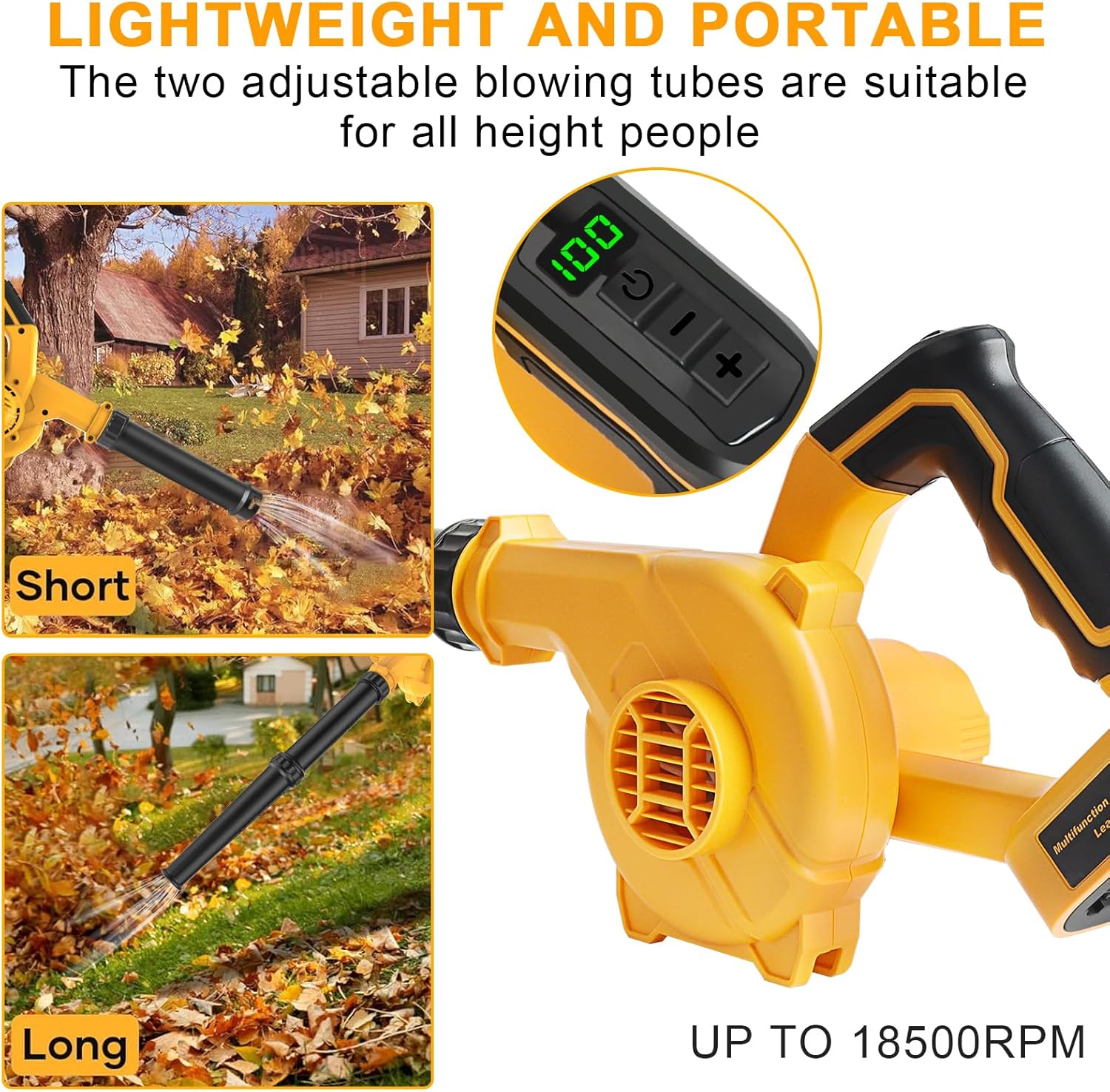 Thumbnail 2 de Powarobor soffiatore senza fili per cantiere, compatibile con batterie Dewalt 18 V XR (solo utensile)