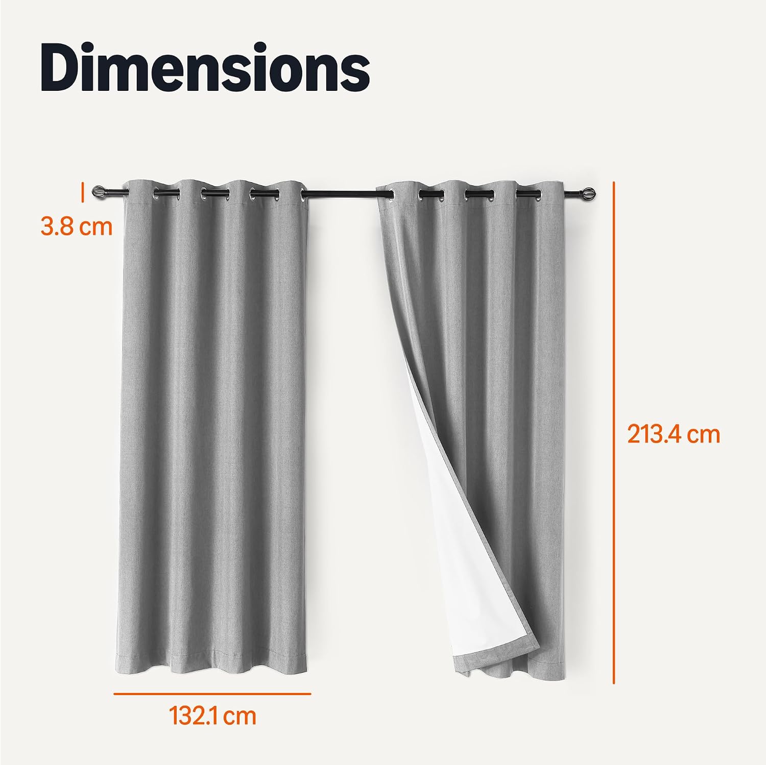 Thumbnail 4 de Amazon Basics 100% Blackout Curtains – 2 Panels, 132 x 213 cm, Dark Grey (Eyelet)