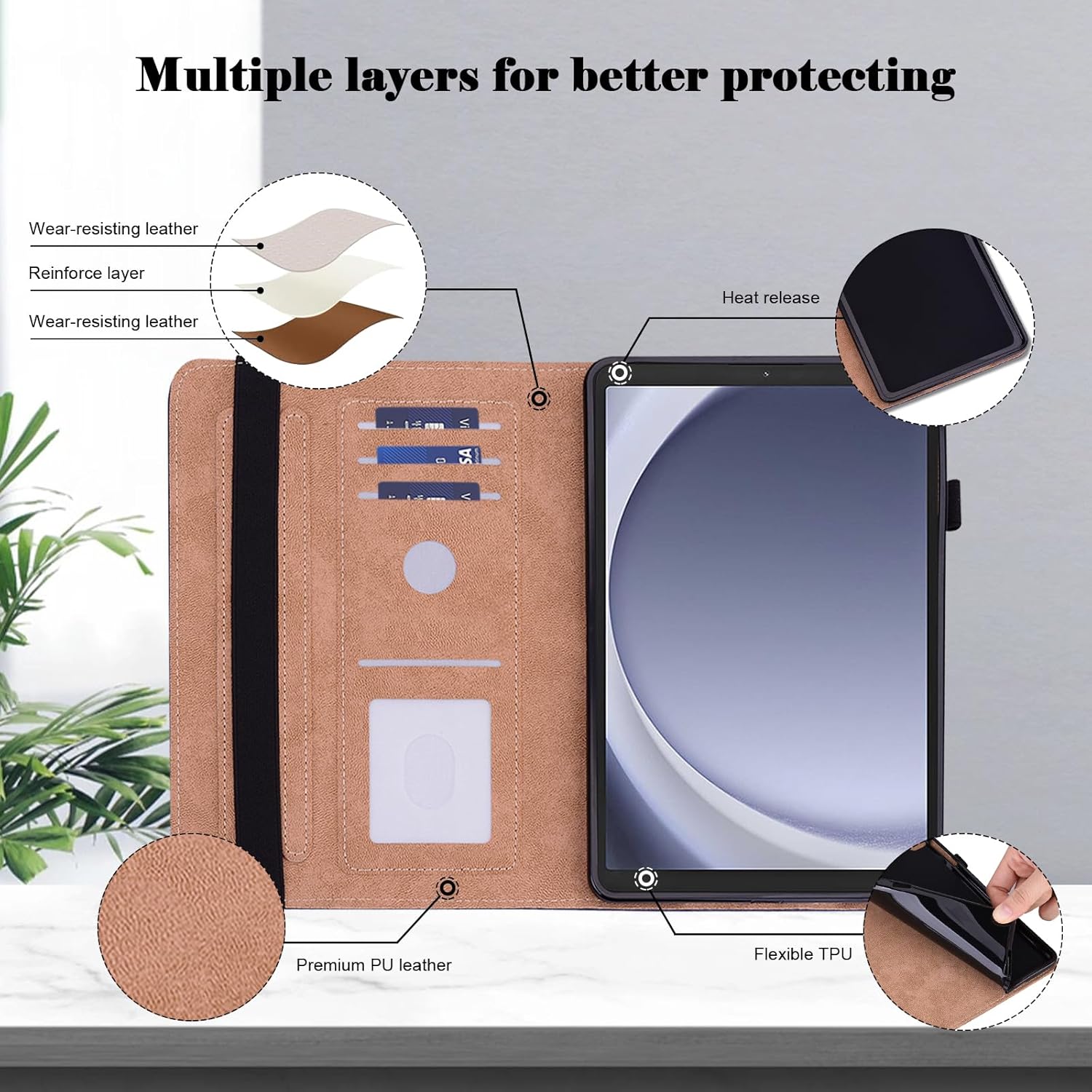 Thumbnail 3 de YiChZhe shockproof case for Honor Pad 9 12.1 inch (2024) with adjustable stand & card holder