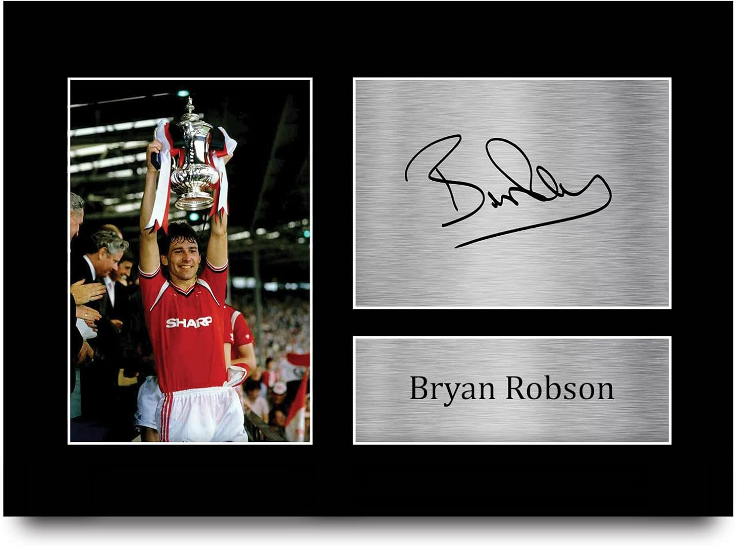 Thumbnail 6 de HWC Trading FR A3 Bryan Robson framed autograph picture (printed signed photo) for football fans