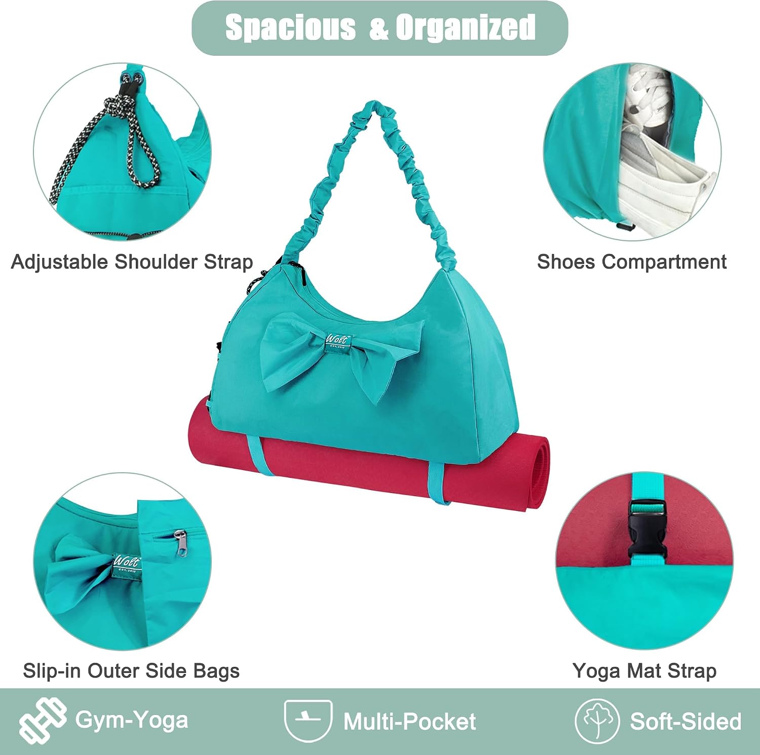 Detalle 1 de Womens gym bag with shoe compartment 46 cm