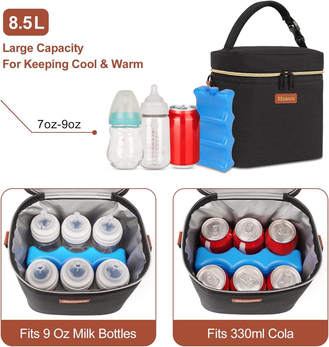 Detalle de Mancro breastmilk cooler bag for 6 bottles