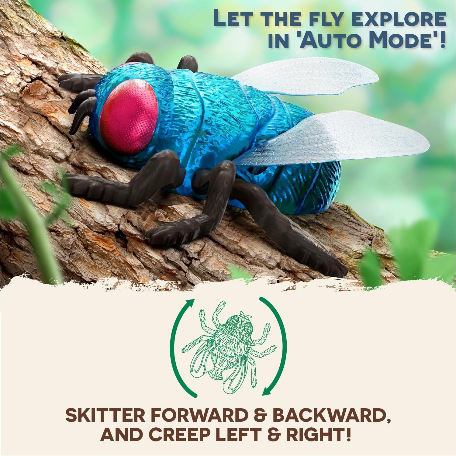 Detalle 2 de Terra by Battat AN2945Z Remote-Controlled Climbing Fly Toy, Blue Bottle Fly