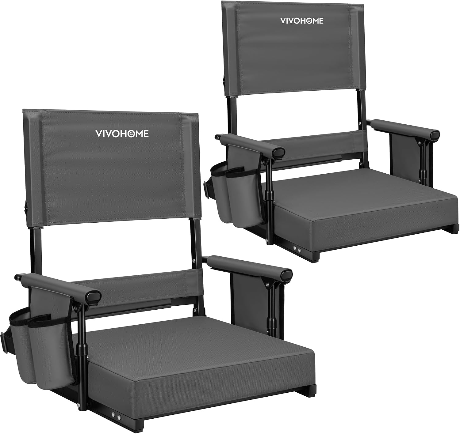 Detalle de VIVOHOME VH1726-GY Stadium Seats, 2-Pack Foldable with Adjustable High Backs