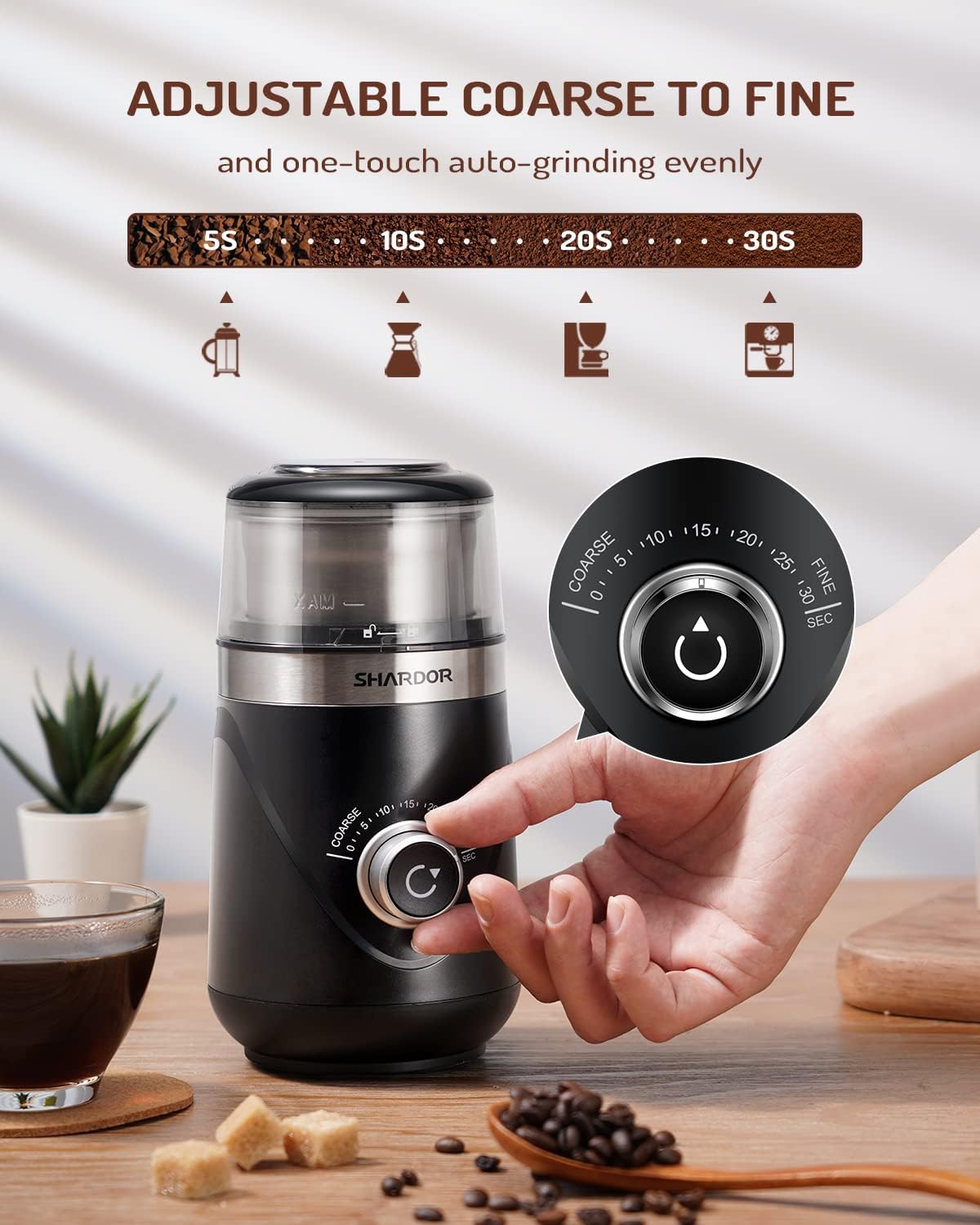 Detalle 2 de SHARDOR Electric Blade Coffee Grinder, 1 Bowl