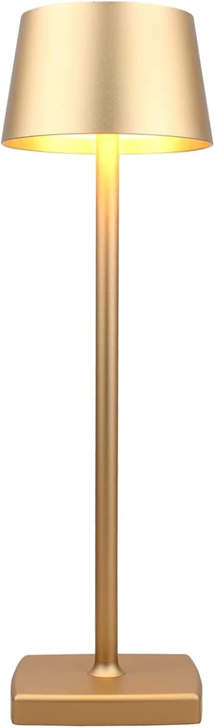 Detalle de Seihoae Cordless Table Lamp with 6000mAh Battery, IP54 Waterproof, Touch Dimming and 4W LED – Gold