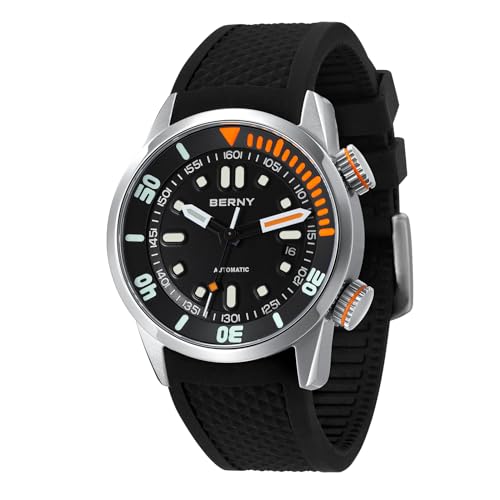 Detalle de BERNY Automatic Diver's Watch for Men with Sapphire Glass and Silicone Band