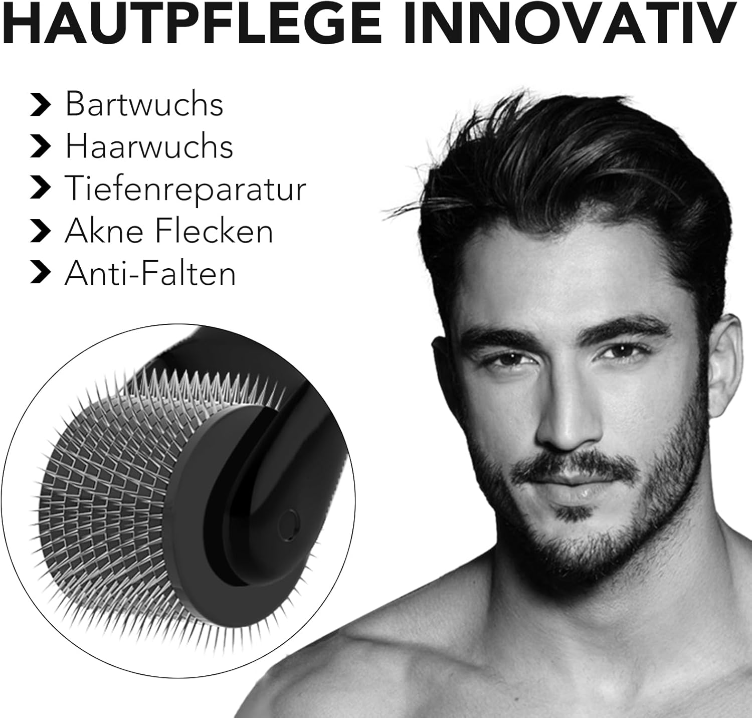 Detalle de Dr.roller Derma Roller 1mm – 540 Titan-Nadeln für Bart, Kopfhaut und Gesicht