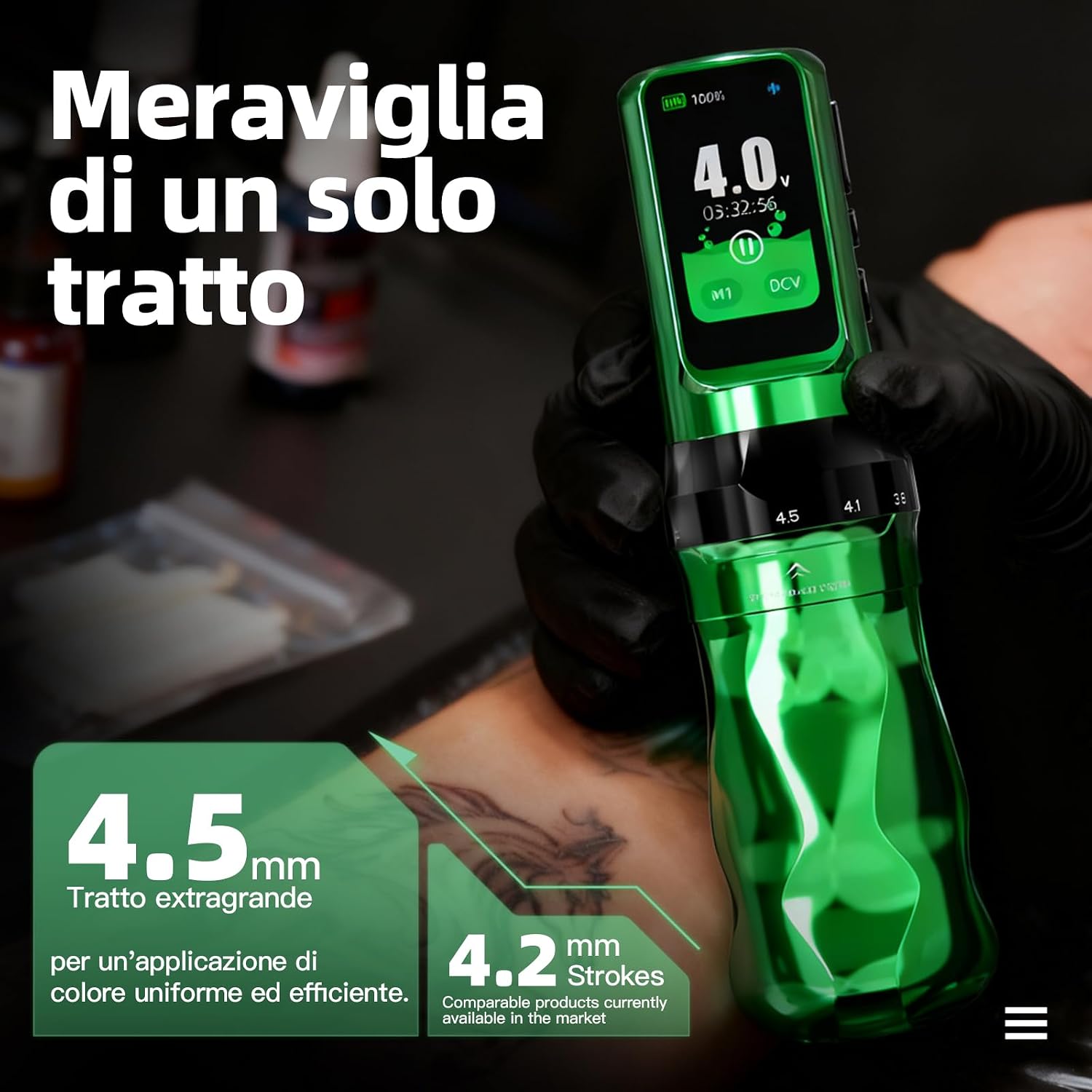 Detalle 2 de Dragonhawk Penna Fold Pro (Year of the Horse Edition) macchina per tatuaggi wireless con corsa regolabile 2,5–4,5 mm