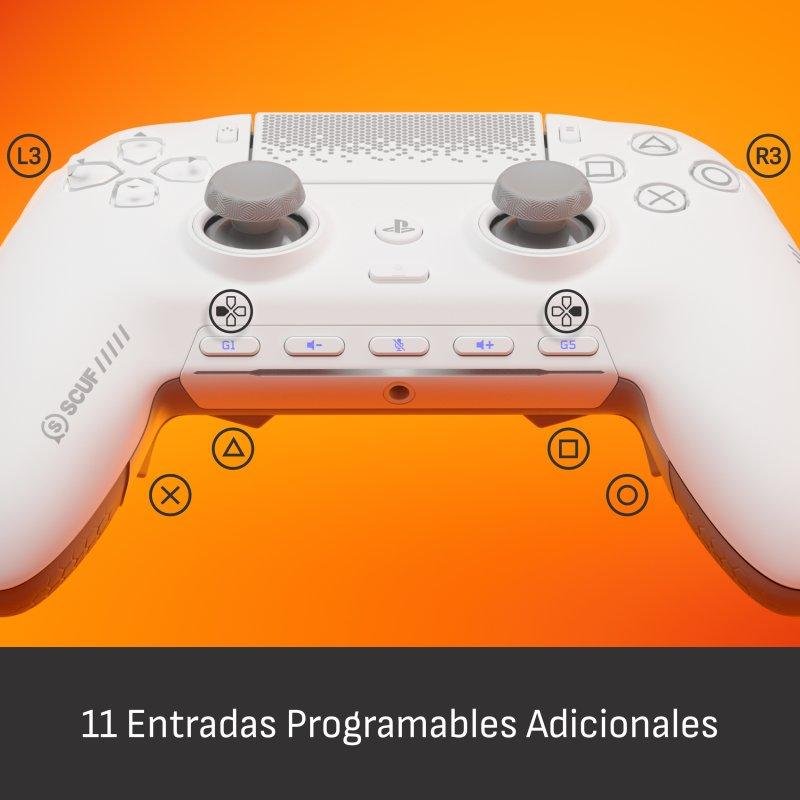 Detalle de Mando inalámbrico SCUF Omega Blanco para PS5 y PC con 11 entradas programables