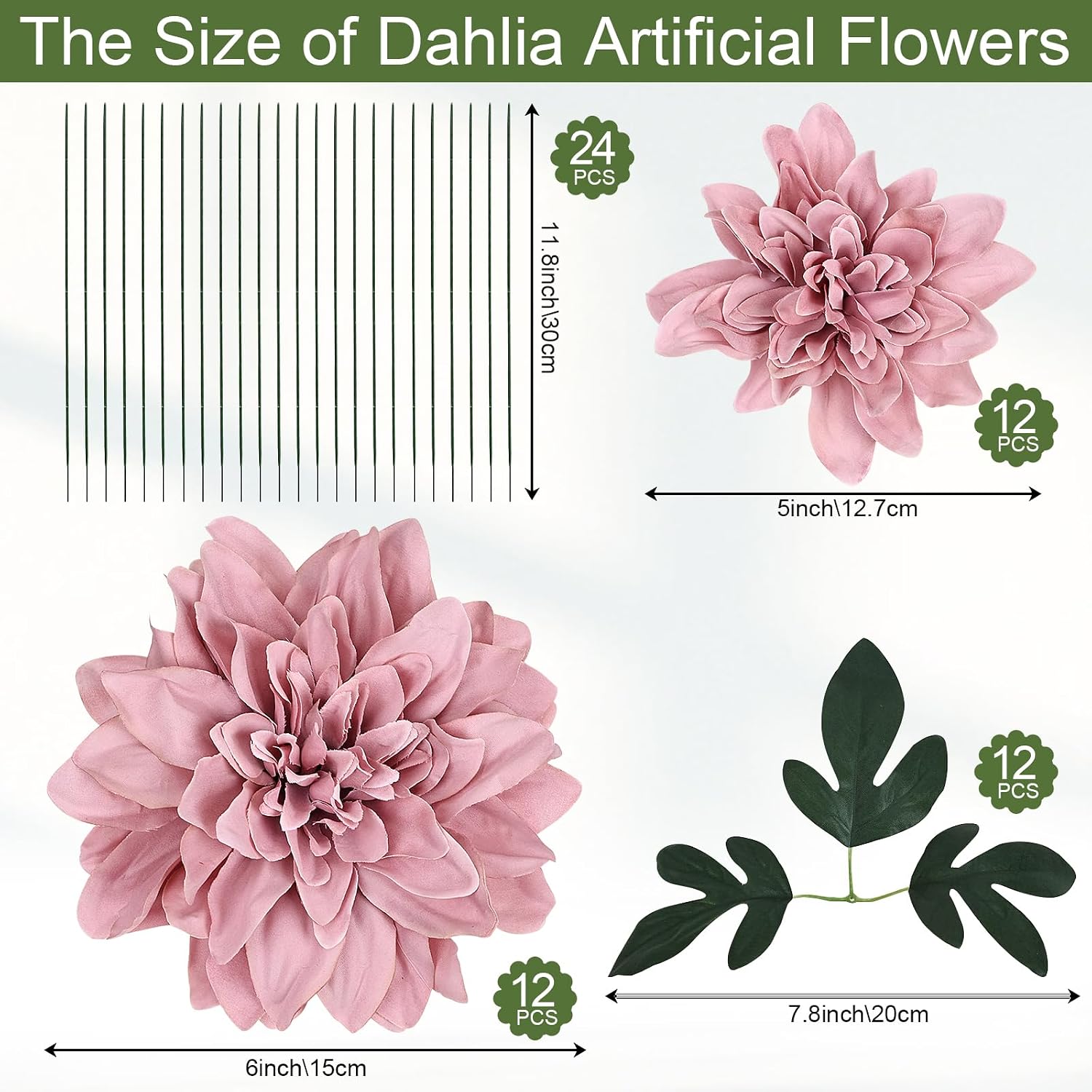 Detalle 2 de XOETCP Artificial Dahlia Flowers, 24 Pieces