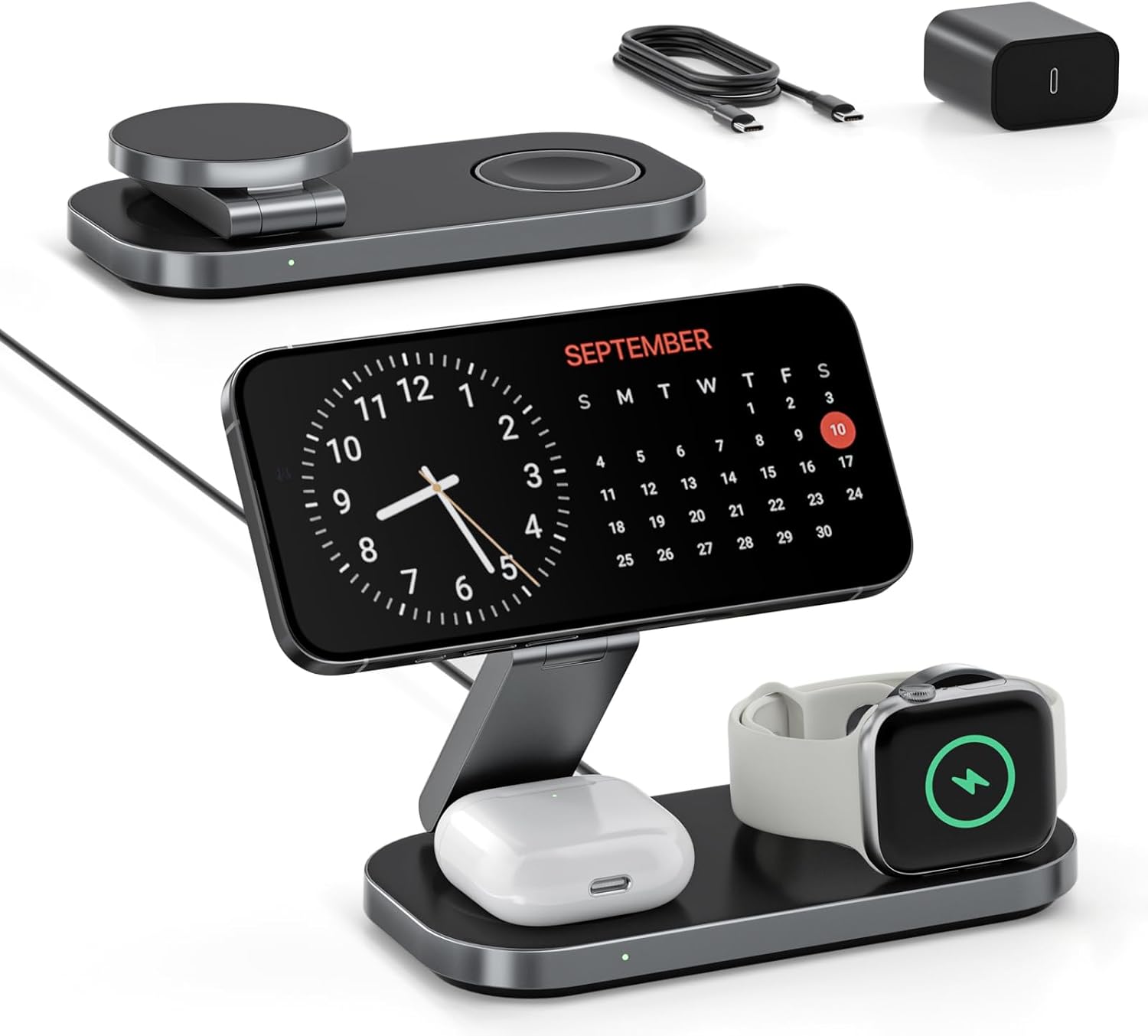 Detalle de Keepro 3-in-1 Folding MagSafe Charging Station for Apple Devices