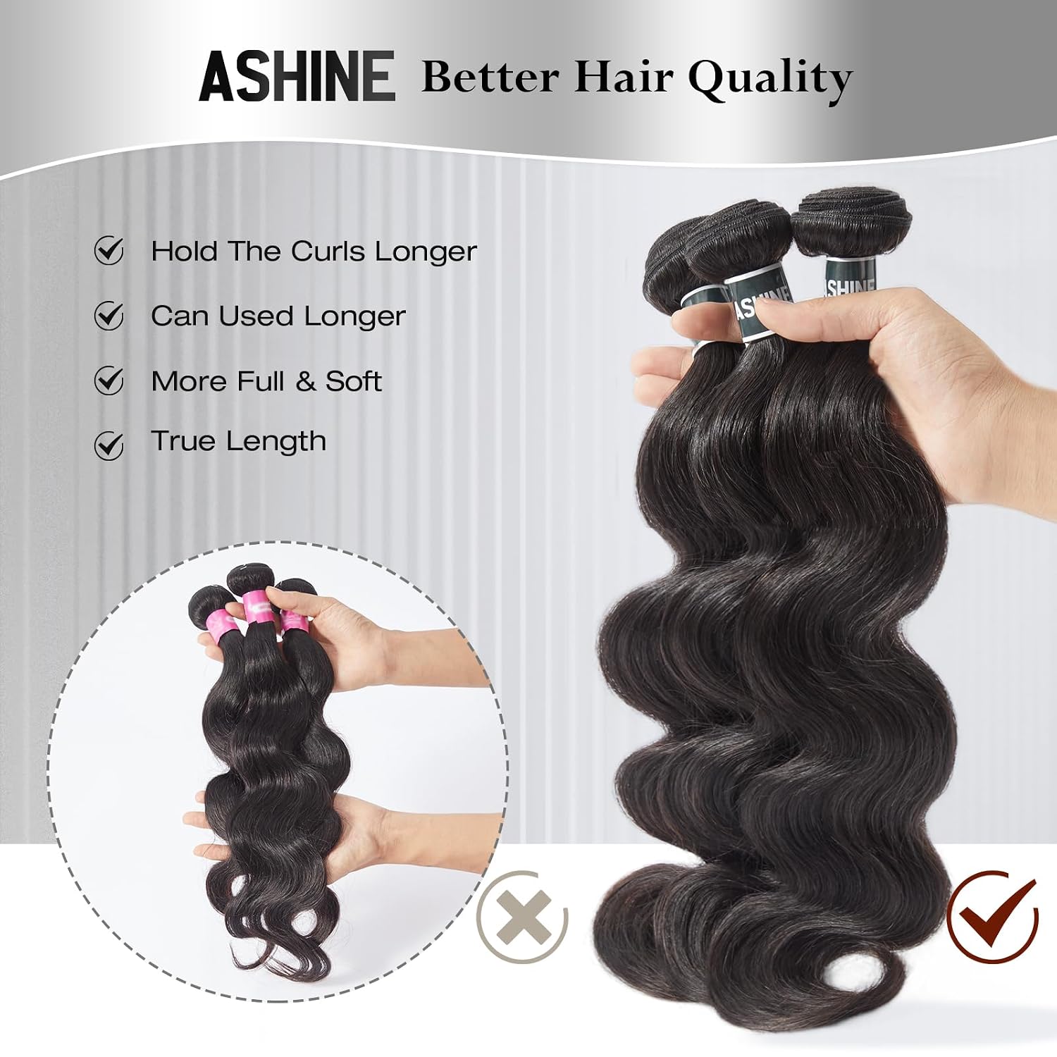 Thumbnail 5 de ASHINE Body Wave Human Hair Bundles 16 Inch