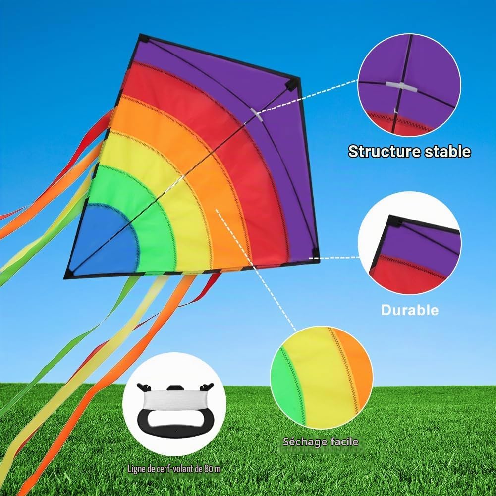Thumbnail 2 de Aomig regenboogvlieger in ruitvorm, 65 x 75 cm, polyester en glasvezel