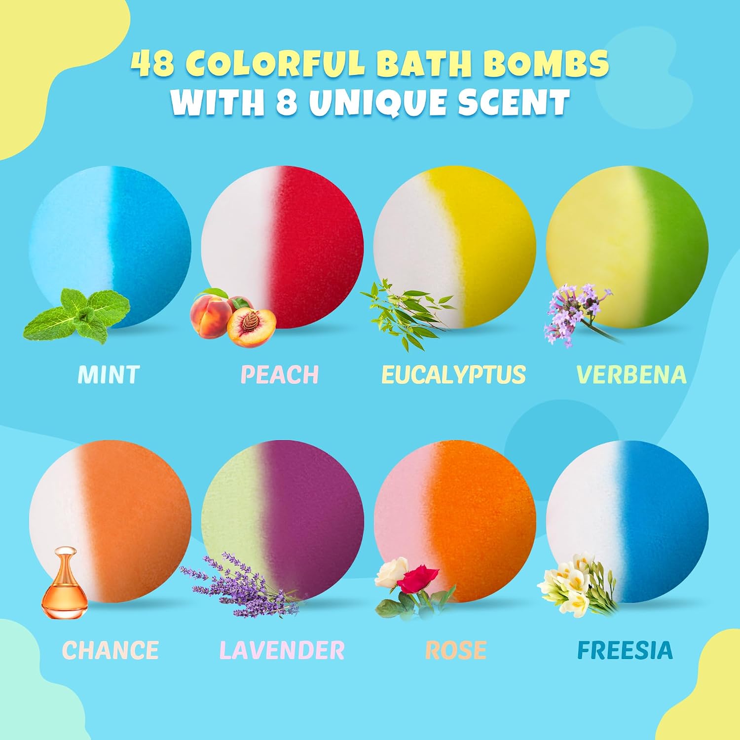 Thumbnail 2 de 48pcs Kids Bath Bomb Gift Set with Toy Inside – Safe Organic Colorful Bubble Bath